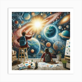 Kids In Space Art Print