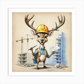 Cartoon Deer Art Print