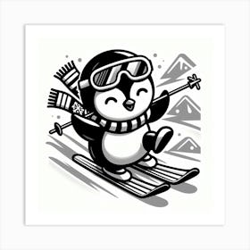 Penguin Skiing 5 Art Print