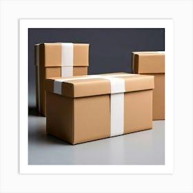 Three Brown Boxes Art Print