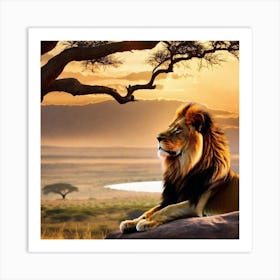 Lion At Sunset 2 Art Print