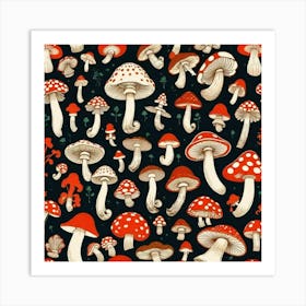 Mushroom Seamless Pattern 4 Art Print