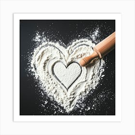 Heart Shape Of Flour Art Print