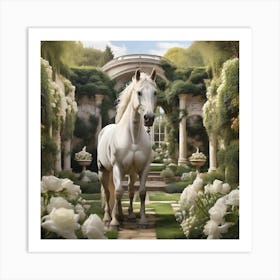 Horse In The Garden Art Print