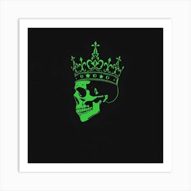 Green Skull With A Crown Art Print