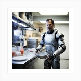 Robot In The Kitchen Art Print