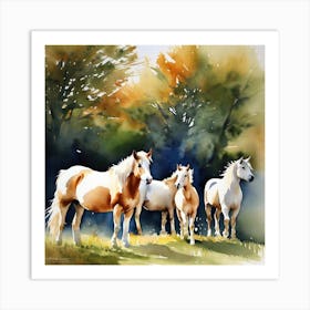 Horses In The Field Art Print