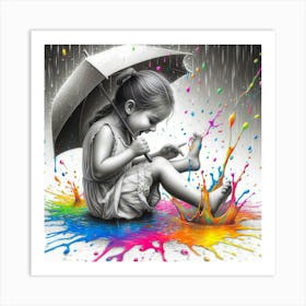 Little Girl With Umbrella Art Print