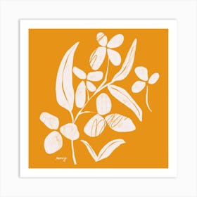 Abstract Floral Yellow Square Art Print