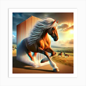 Horse Running In The Field Art Print