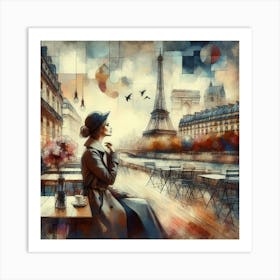 Abstract Art French woman in Paris 4 Art Print