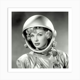 Vintage astronaut woman 1 Art Print