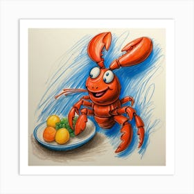 Lobster Drawing 2 Art Print