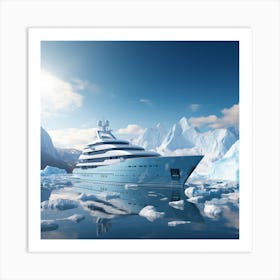 Luxury Yacht In The Arctic Art Print