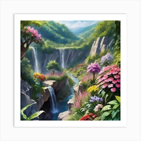 Waterfall In The Forest 2 Art Print