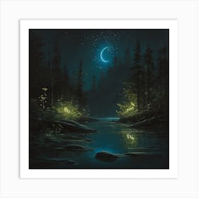 Night By The River Art Print