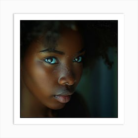 Black Woman With Blue Eyes Art Print