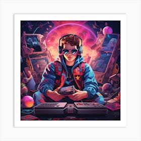 Paulburrows 80s Gamer Vibe Illustration B60de91e 4214 46d5 8dce Bdd2fdd8e2ec Art Print