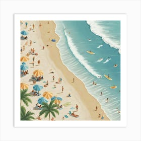 Illustration Of A Beach Scene 2 Art Print