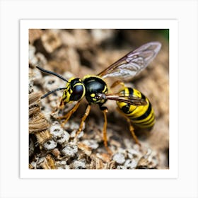 Wasp On Wood Art Print