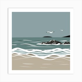 Seagulls On The Beach 2 Art Print