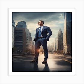 Businessman Standing In The City Art Print