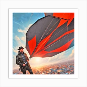 Man Flying A Parachute 1 Art Print