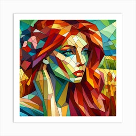 A beautiful woman, Cubism Art Print