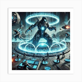 Cosmic Warden Deploying Kaiju Restraint Fields Art Print