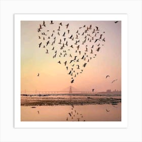 Birds Make A Heart Art Print