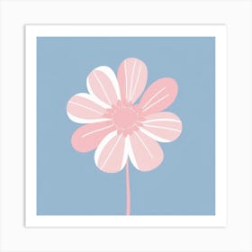 A White And Pink Flower In Minimalist Style Square Composition 252 Art Print