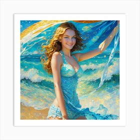 Girl On The Beach hv Art Print