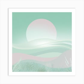 Pastel, relax, green field, bedroom Art Print