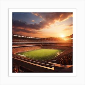 Soccer Stadium At Sunset Art Print