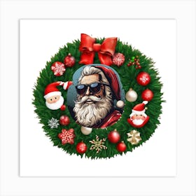 Santa Claus Wreath Art Print