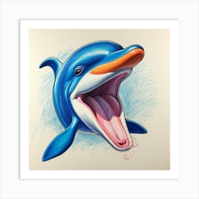 Dolphin Drawing 12 Art Print