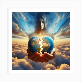 Broken Earth In Woman'S Hands Art Print