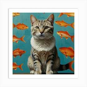 Default Cat With Fish Art 3 Art Print