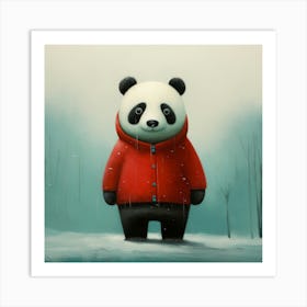 Panda Bear In The Snow Art Print