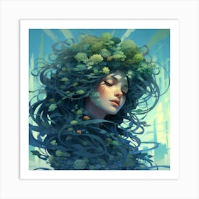 Girl With Green Hair 1 Art Print