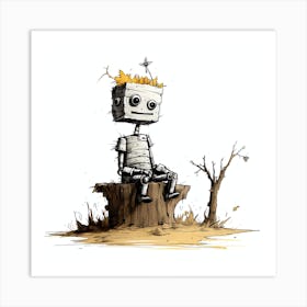 Robot In The Woods Art Print