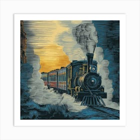 Train At Sunset Art Print