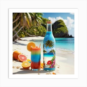 Tropical Drink On The Beach Art Print