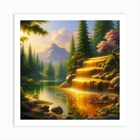 Waterfall In The Forest 6 Art Print