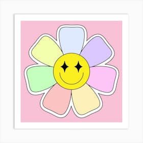 Retro Flower Power Pink Art Print