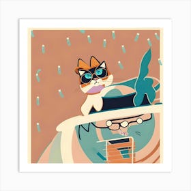 Abstract Cat Art Print