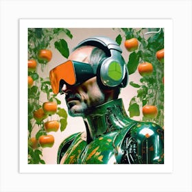 Robot With Headphones 5 Art Print