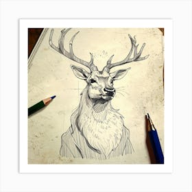 Deer Head 10 Art Print