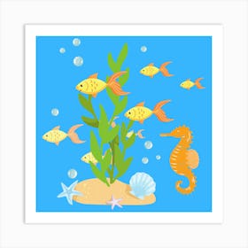 Sea fish and horse Art Print