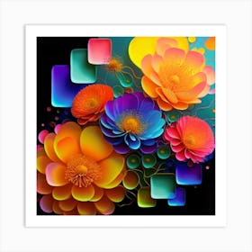 Abstract Flowers Art Print